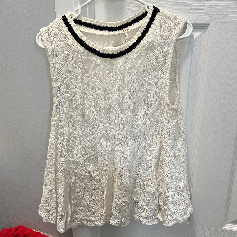 Free People Lace Sleeveless Top - Cream